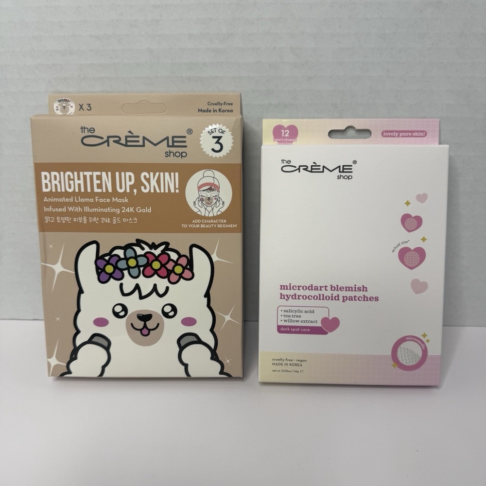 The Creme Shop Skincare Bundle Llama Face Mask & Blemish Patches K-Beauty